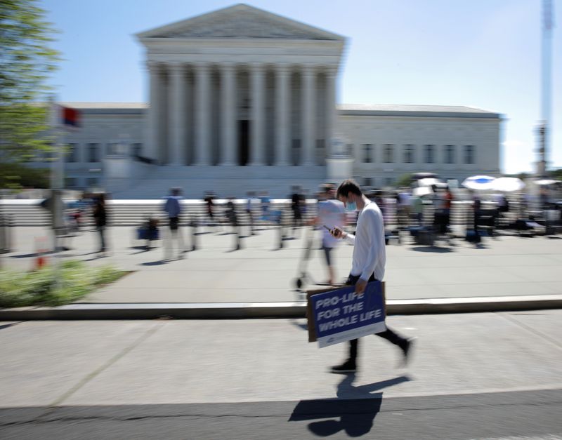 FILE PHOTO:  Activists gather outside U.S. Supreme Court in