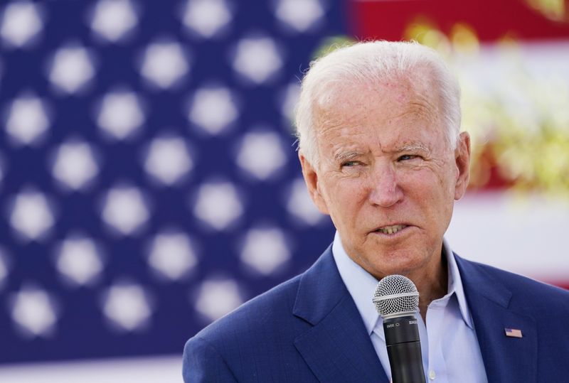 Democratic U.S. presidential nominee Joe Biden speaks to attendees at