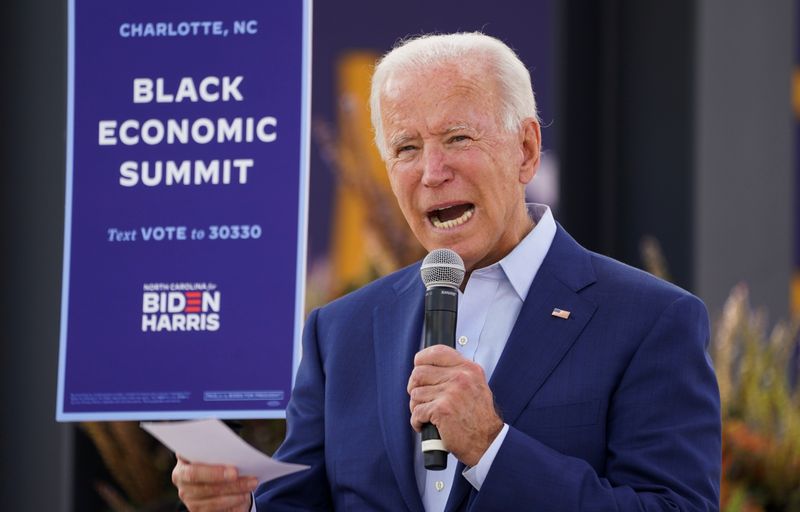 Democratic U.S. presidential nominee Joe Biden speaks at “Black Economic