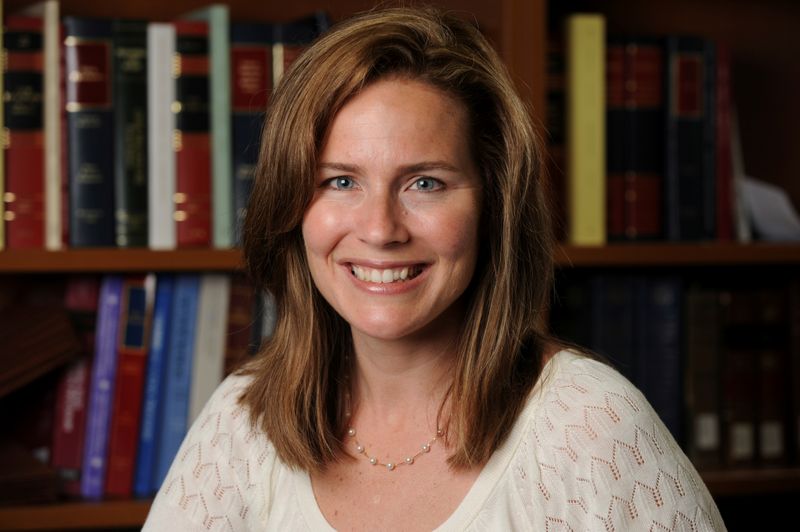FILE PHOTO: Judge Amy Coney Barrett poses in an undated