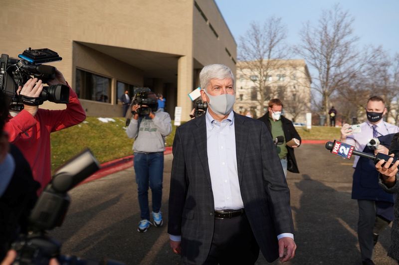 Former Michigan Governor Rick Snyder exits after video arraignment in