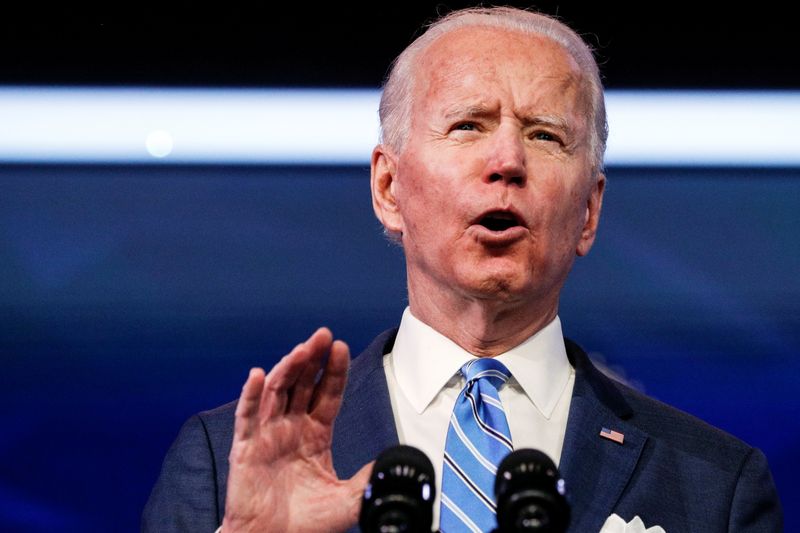 U.S. President-elect Joe Biden delivers remarks during a televised speech