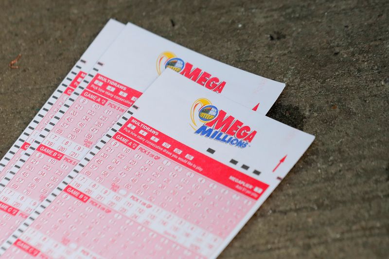 FILE PHOTO:  Mega Millions lottery entry tickets are seen
