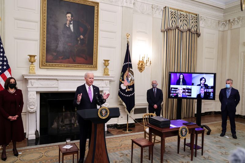 U.S. President Biden holds coronavirus response event at the White