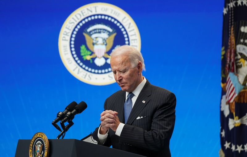 FILE PHOTO: U.S. President Biden speaks about his administration’s plans