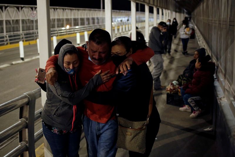 Ortega cries whilst meeting with his family after being deported
