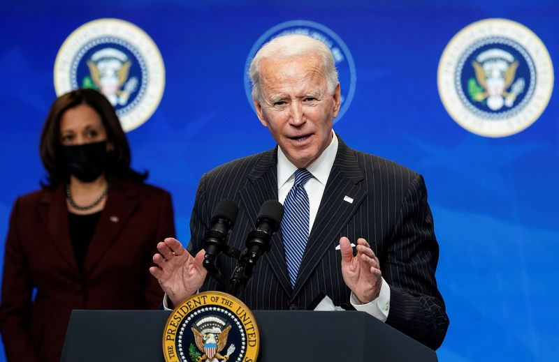 FILE PHOTO: U.S. President Biden speaks about his administration’s plans