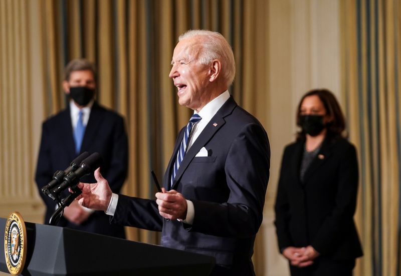 U.S. President Joe Biden speaks about administration plans to confront