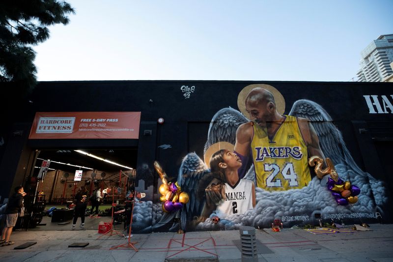 A mural of late Kobe Bryant, who perished one year