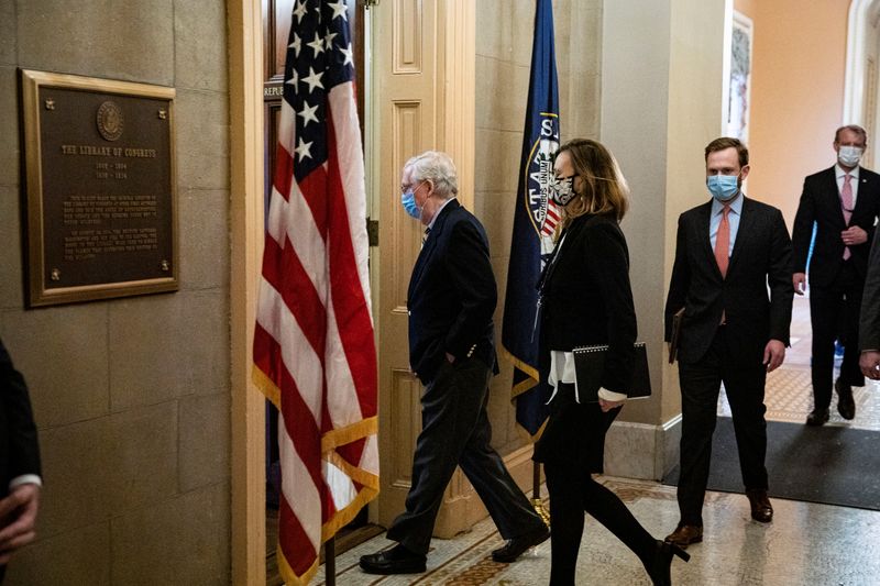 U.S. Senate Minority Leader McConnell (R-KY) arrives in his office