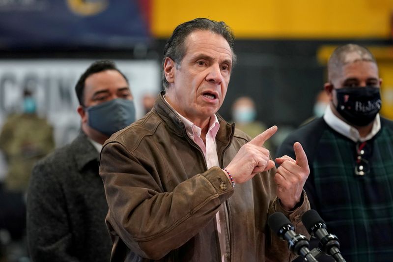FILE PHOTO: New York Governor Andrew Cuomo visits vaccination site