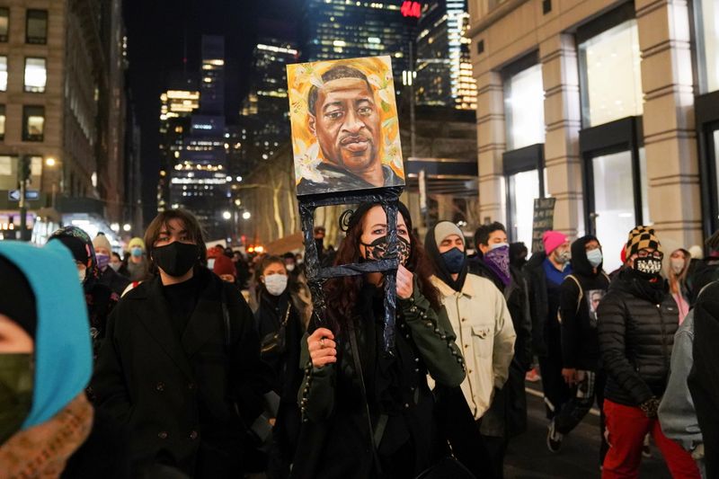 Demonstrators take part in a Justice for George Floyd protest,