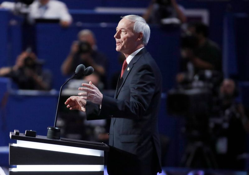 Governor Asa Hutchinson speaks at the Republican National Convention in