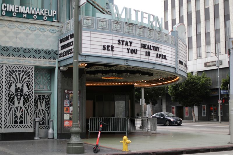 FILE PHOTO: A theater displays a closed sign during the