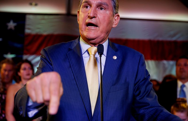 FILE PHOTO: Senator Joe Manchin speaks after winning his 2018