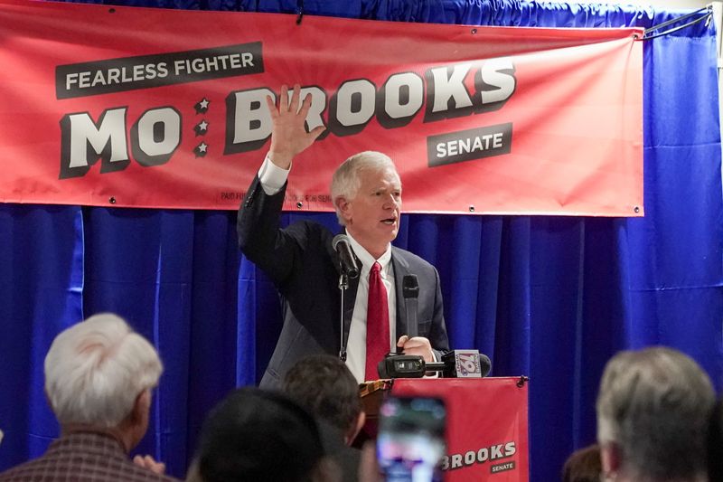 U.S. Rep. Mo Brooks makes an announcement in Huntsville, Alabama
