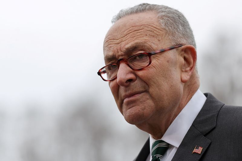 U.S. Senate Majority Leader Schumer holds a news conference to