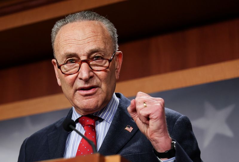 U.S. Senate Majority Leader Schumer holds news conference at the