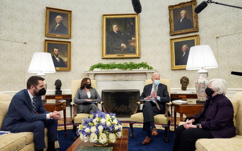 U.S. President Biden receives the weekly economic briefing at White