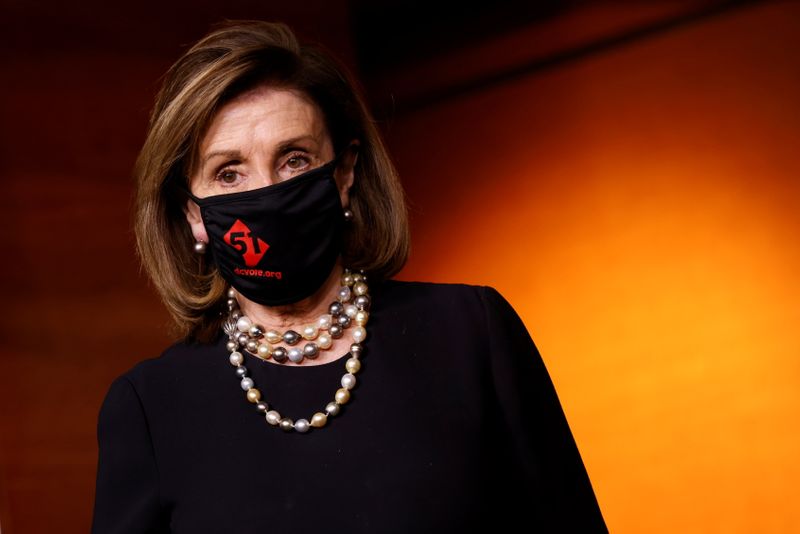 U.S. House Speaker Pelosi wears a mask calling for Washington,