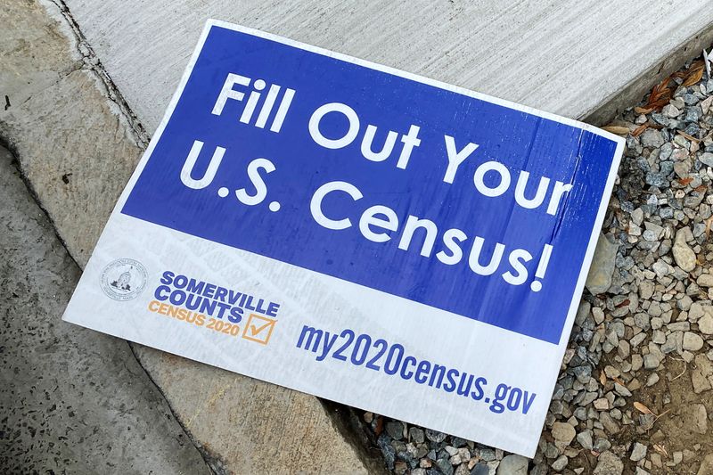FILE PHOTO: A sign encouraging participation in the U.S. Census