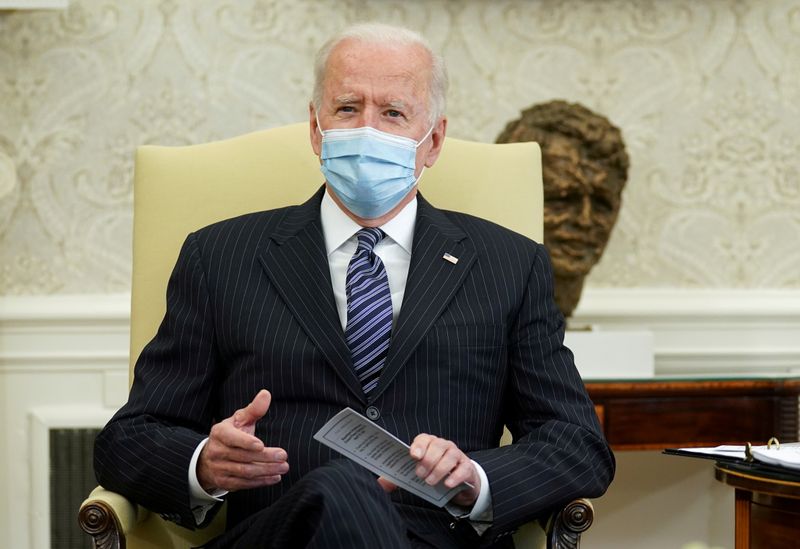 FILE PHOTO: President Biden holds a meeting on the American