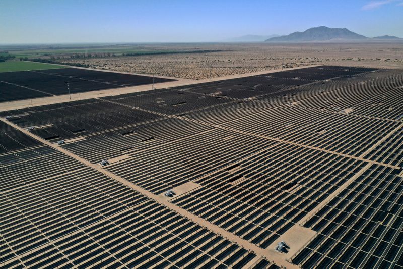 FILE PHOTO: Arrays of photovoltaic solar panels are seen at