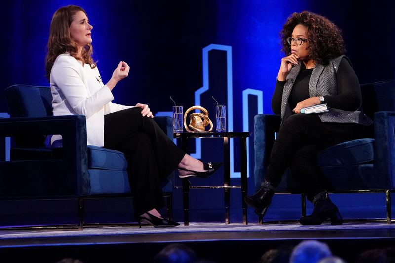 FILE PHOTO: Melinda Gates speaks to Oprah Winfrey on stage
