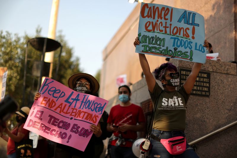 FILE PHOTO: Protesters surround the LA Superior Court to prevent