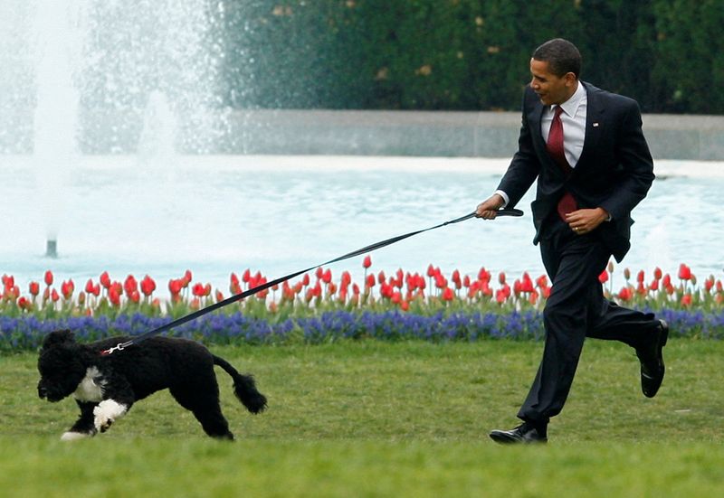 FILE PHOTO: U.S. President Barack Obama runs with his new