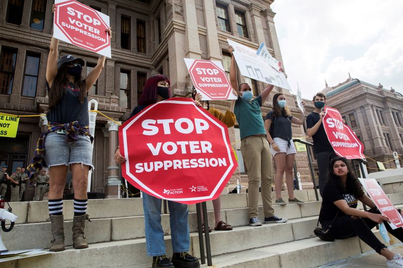 FILE PHOTO: Protest against new voting restrictions in Austin