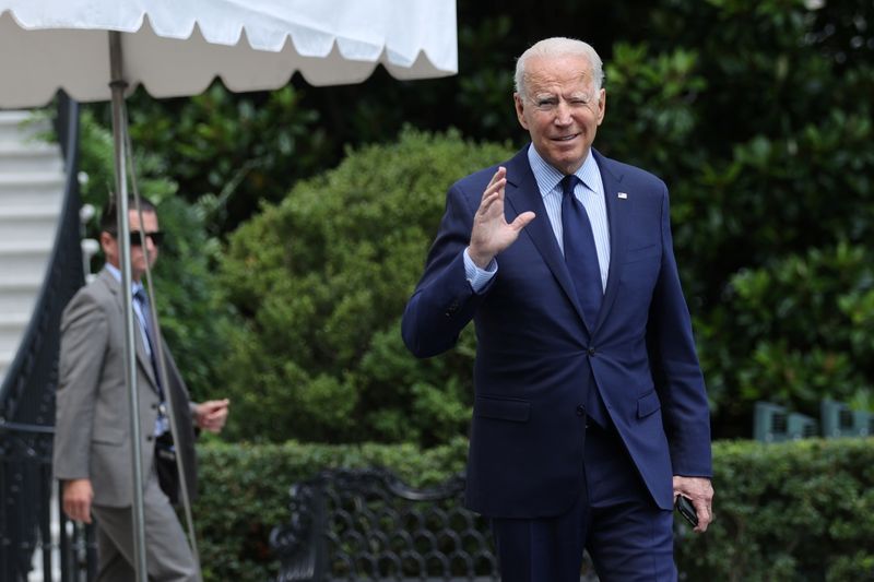 FILE PHOTO: U.S. President Joe Biden departs for a weekend