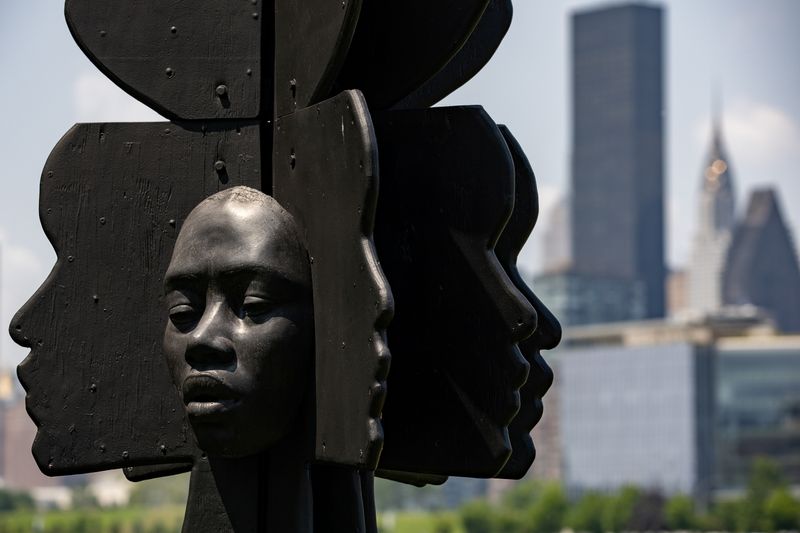 Artist Tanda Francis’ sculpture ‘Be Heard’ in Queensbridge Park, Queens