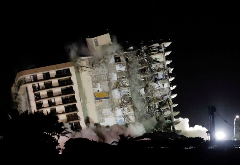 FILE PHOTO: Demolition of the partially collapsed Champlain Towers South