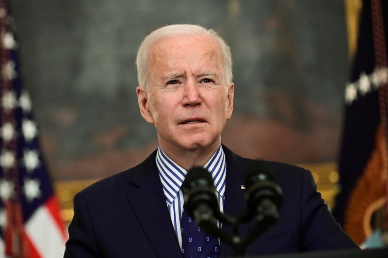 FILE PHOTO: U.S. President Joe Biden makes remarks from the