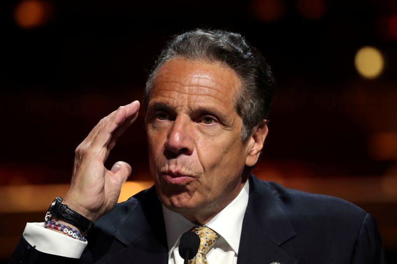 FILE PHOTO: New York Governor Andrew Cuomo speaks at news