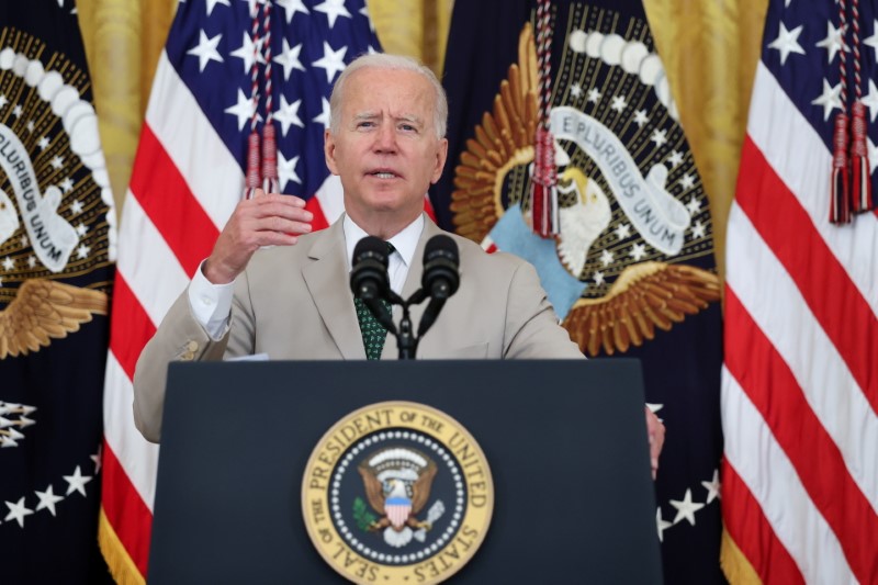 U.S. President Biden delivers remarks on employment numbers at the