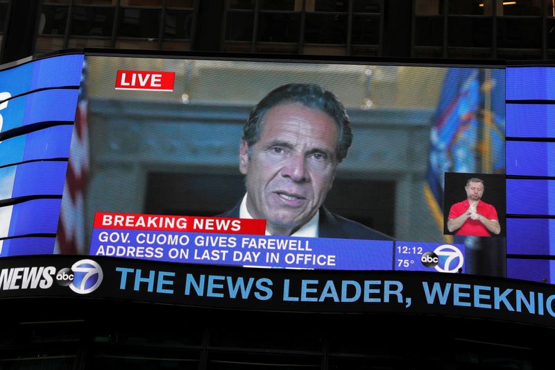 A farewell speech by New York Governor Andrew Cuomo is