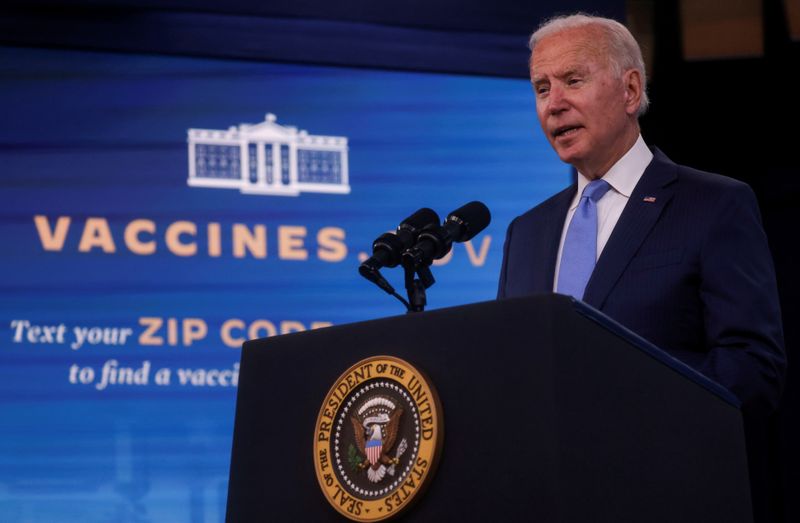 FILE PHOTO: U.S. President Joe Biden speaks about the administration’s