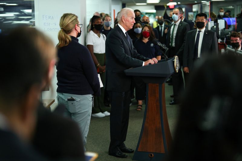 U.S. President Joe Biden visits FEMA headquarters in Washington
