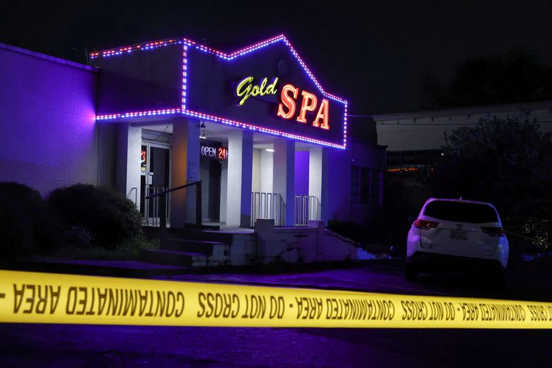 FILE PHOTO: Crime scene tape surrounds Gold Spa after deadly