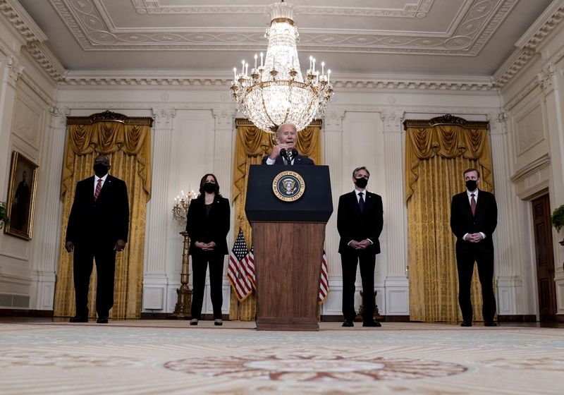 FILE PHOTO: U.S. President Joe Biden speaks about Afghanistan at