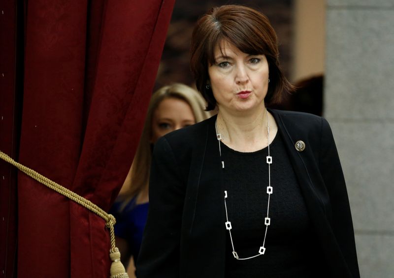 Rep. Cathy McMorris Rodgers (R-WA) arrives for a Republican caucus