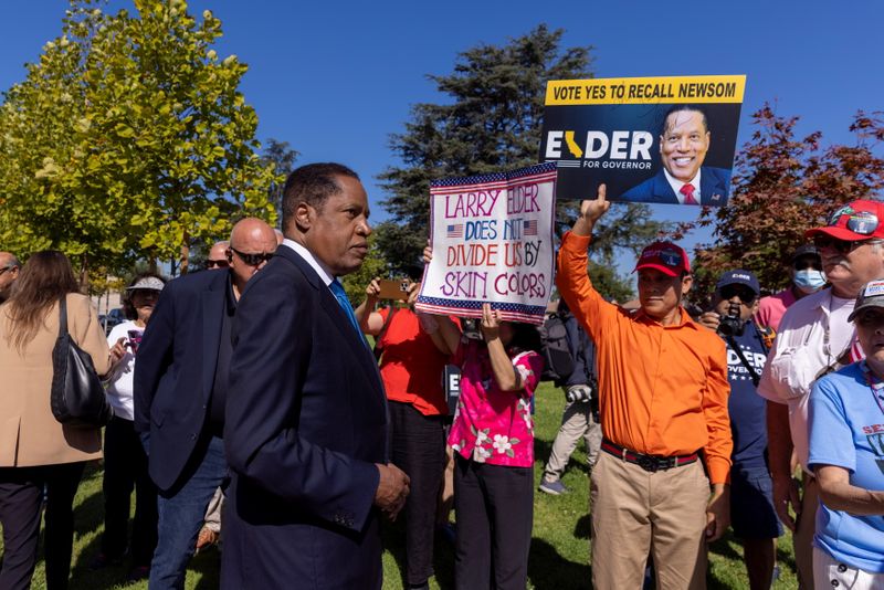 Gubernatorial recall candidate Larry Elder campaigns in the recall election