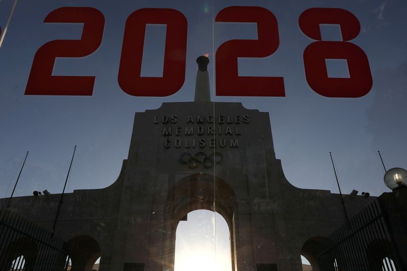 FILE PHOTO: An LA2028 sign is seen at the Los