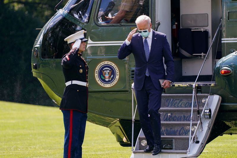 U.S. President Joe Biden returns from Delaware to the White