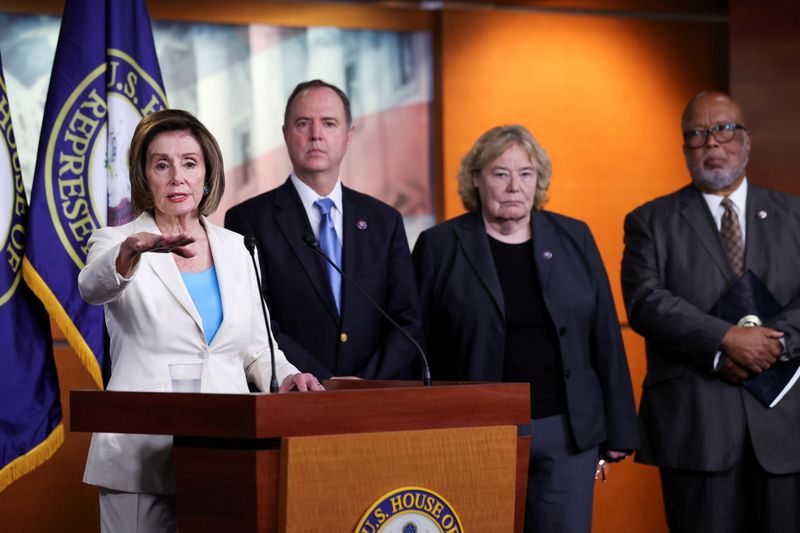 FILE PHOTO: U.S. House Speaker Nancy Pelosi discusses the formation