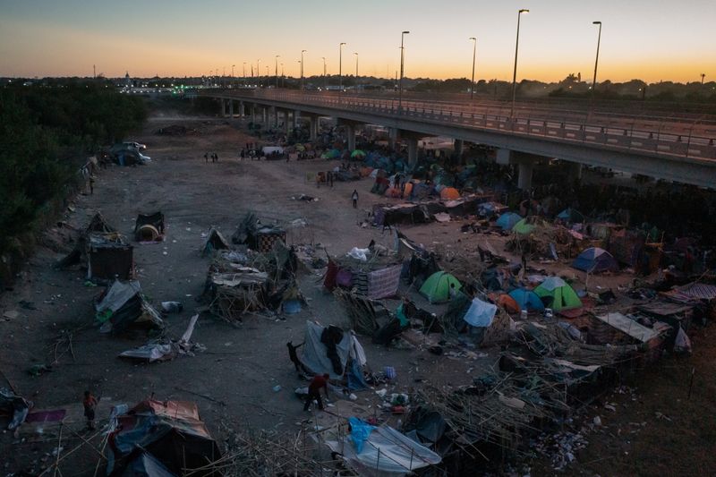 Migrant camp in Del Rio, Texas