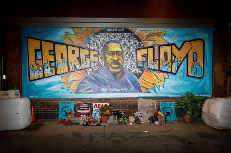 FILE PHOTO: A view of the George Floyd mural at