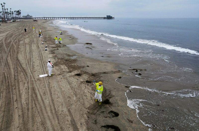 FILE PHOTO: Crude oil spill on southern California beaches